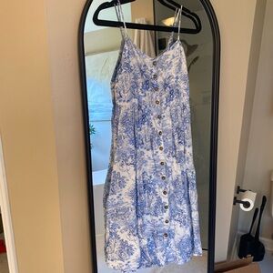 H&M toile blue white midi sundress